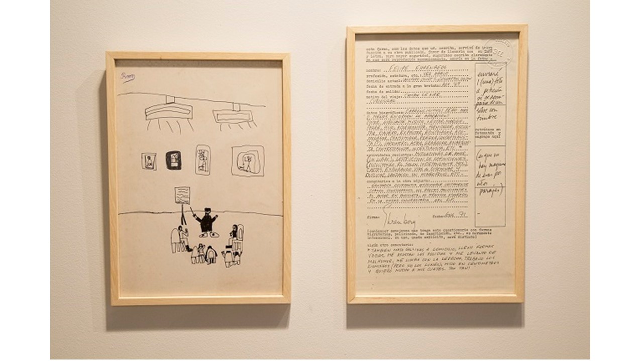F. Ehrenberg. "Forma". 1971. "Dibujo infantil". 1992. Díptico: Fotocopia y escritura original a tinta y dibujo anónimo firmado por un niño R.M.