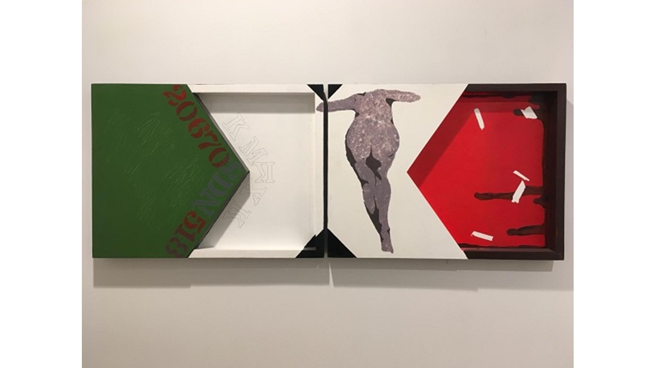 F. Ehrenberg. "Mexico is spelled with an X." Diptych. Acrylic on wood. 43 x 60,3 cm each. Signed. Unique piece. "Espejulacciones" at Freijo Gallery, 2018.