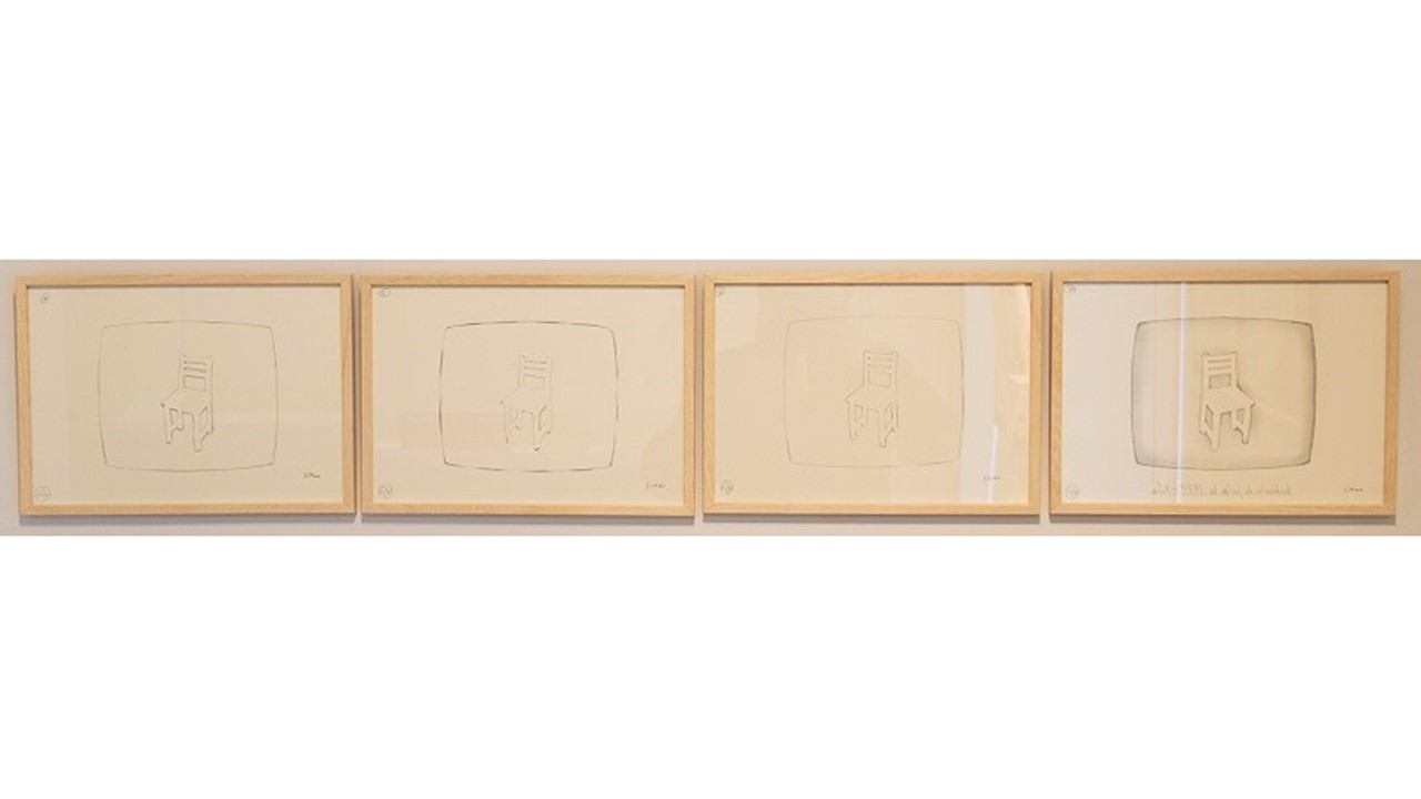 Felipe Ehrenberg. "Reflejos", 1974. Serie de 7 dibujos a lápiz, usando plantillas, sobre Canson. 21 x 29,8 cm cada uno. "Espejulacciones" en Galería Freijo, 2018.
