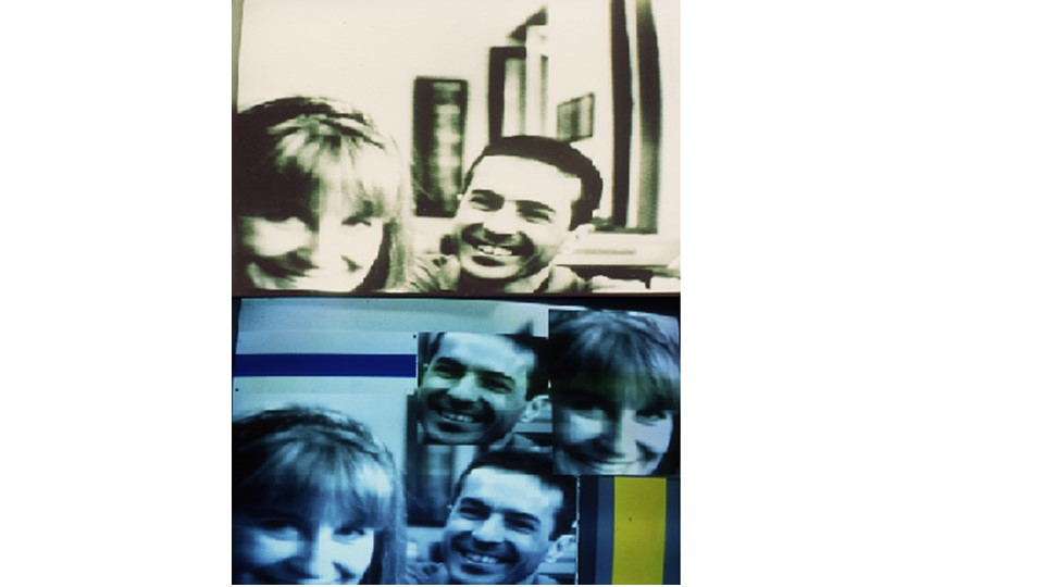 Retratos Lumena 1992-1995. Ana Martinez Collado & Jose Luis Brea. Fotografías capturadas de la pantalla y transferidas a fotocopias a color.