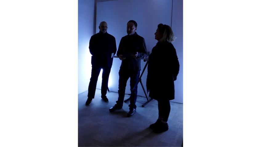 Horacio Fernández, Antonio Alcaraz and Angustias Freijo presenting the catalogue TEXT [NO TEXT].