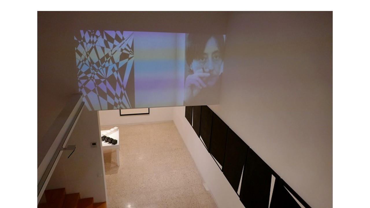 Vista de la exposición "Horizontes" de Elena Asins en Galería Freijo, 2020.