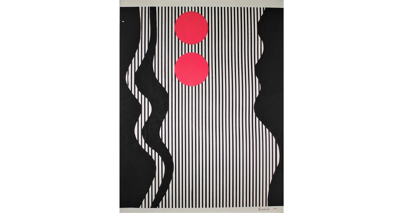 Helen Escobedo. Mexican artist. 1934-2010 "Waves", 1971. Work on paper. 65 x 50 cm.
