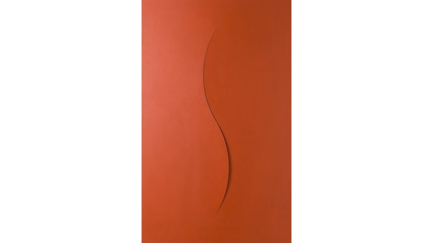 "S/T", 2022. Lámina de madera cortada a láser, tensada y pintada. 96,5 x 60 cm.
