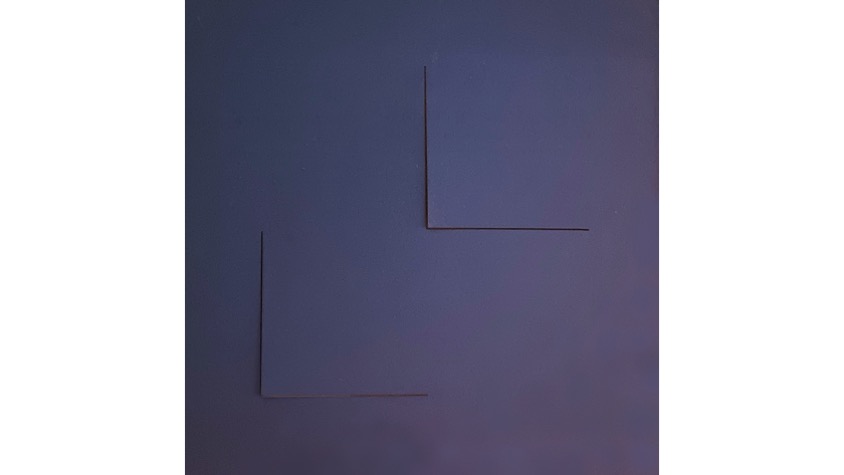 LL, "Abecedario", 2021. Lámina de contrachapado de madera cortada a láser, tensada y pintada al óleo. 39,3 x 39,3 cm