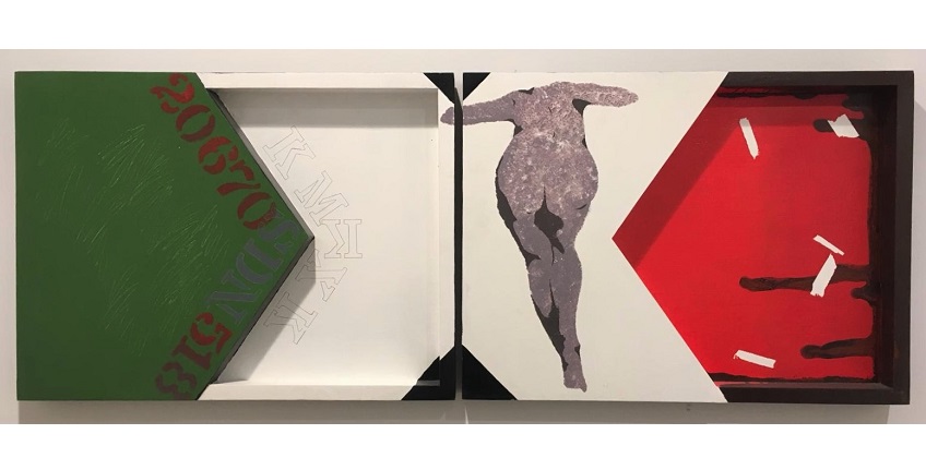 Felipe Ehrenberg. "S/T (México se escribe con X)", 1968-2015. Díptico. Acrílico sobre madera. 43 x 60,3 cm c/u.