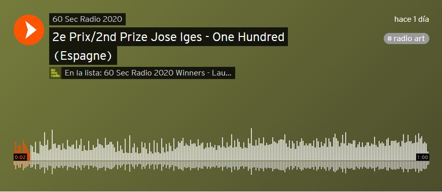 ONE HUNDRED, del artista José Iges, obtiene el 2º Premio del concurso 60 sec Radio