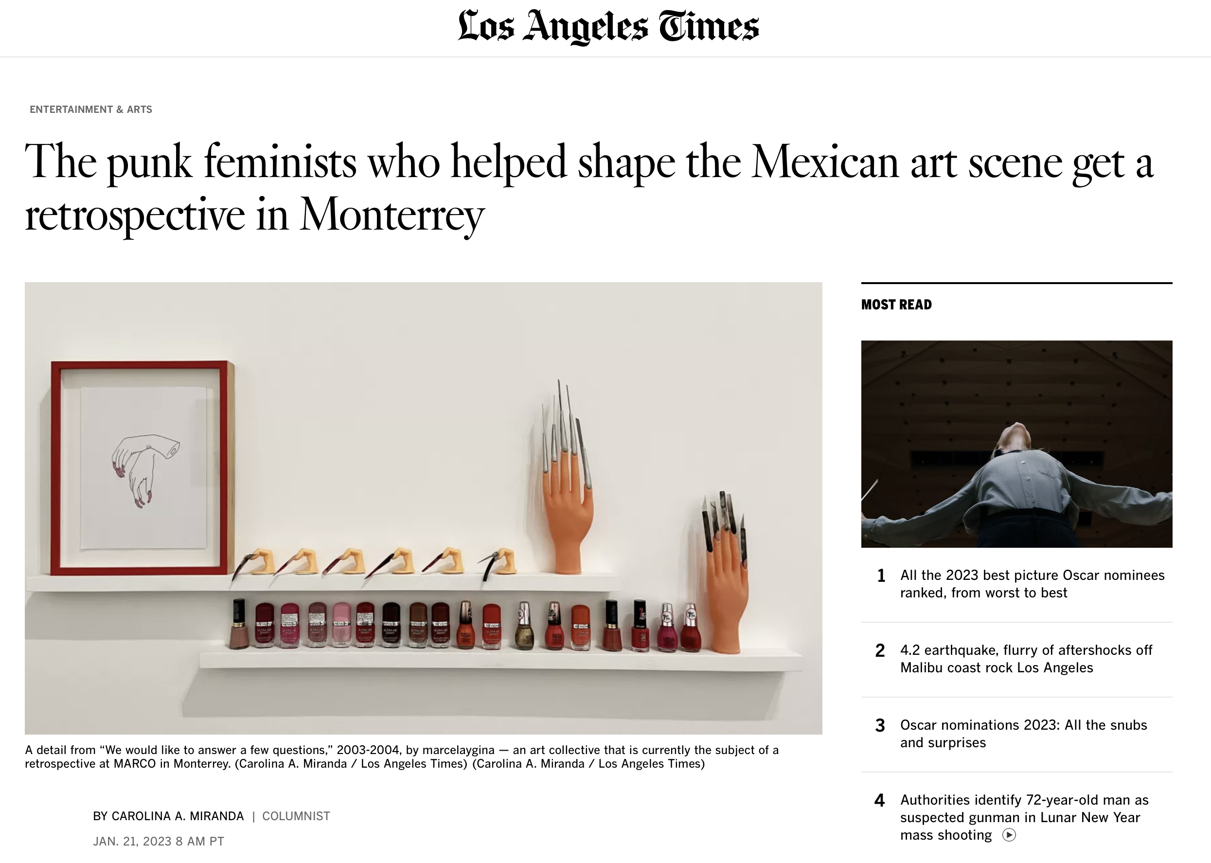 Article in LA Times | Marcela & Gina at MARCO